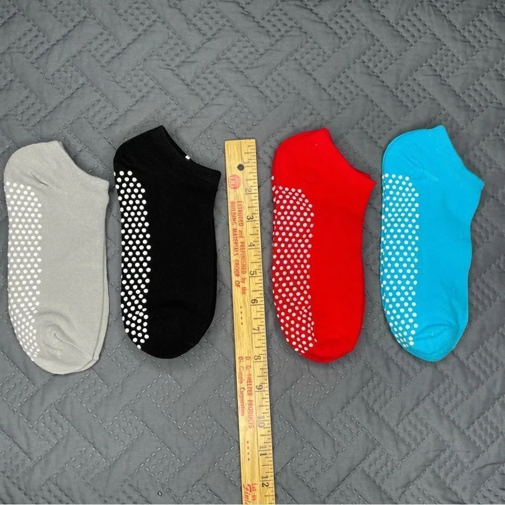 Blue and Red Athletic Non-Slip Ankle Socks